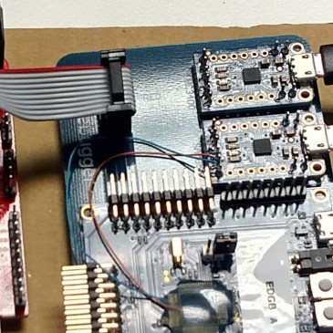 Circuit boad with test equipment hooked up